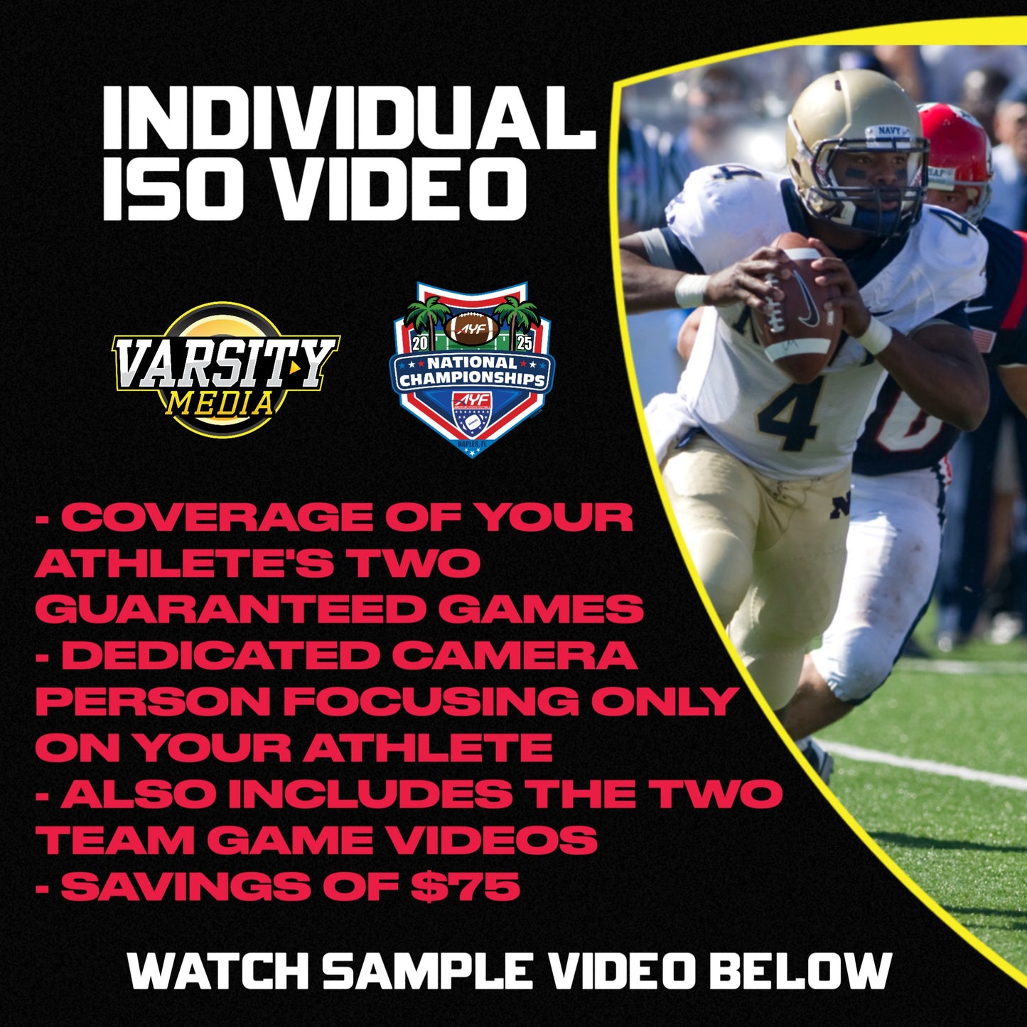 AYF ISO VIDEO WITH HIGHLIGHT MUST PRE-ORDER TO RESERVE YOUR VIDEOGRAPHER