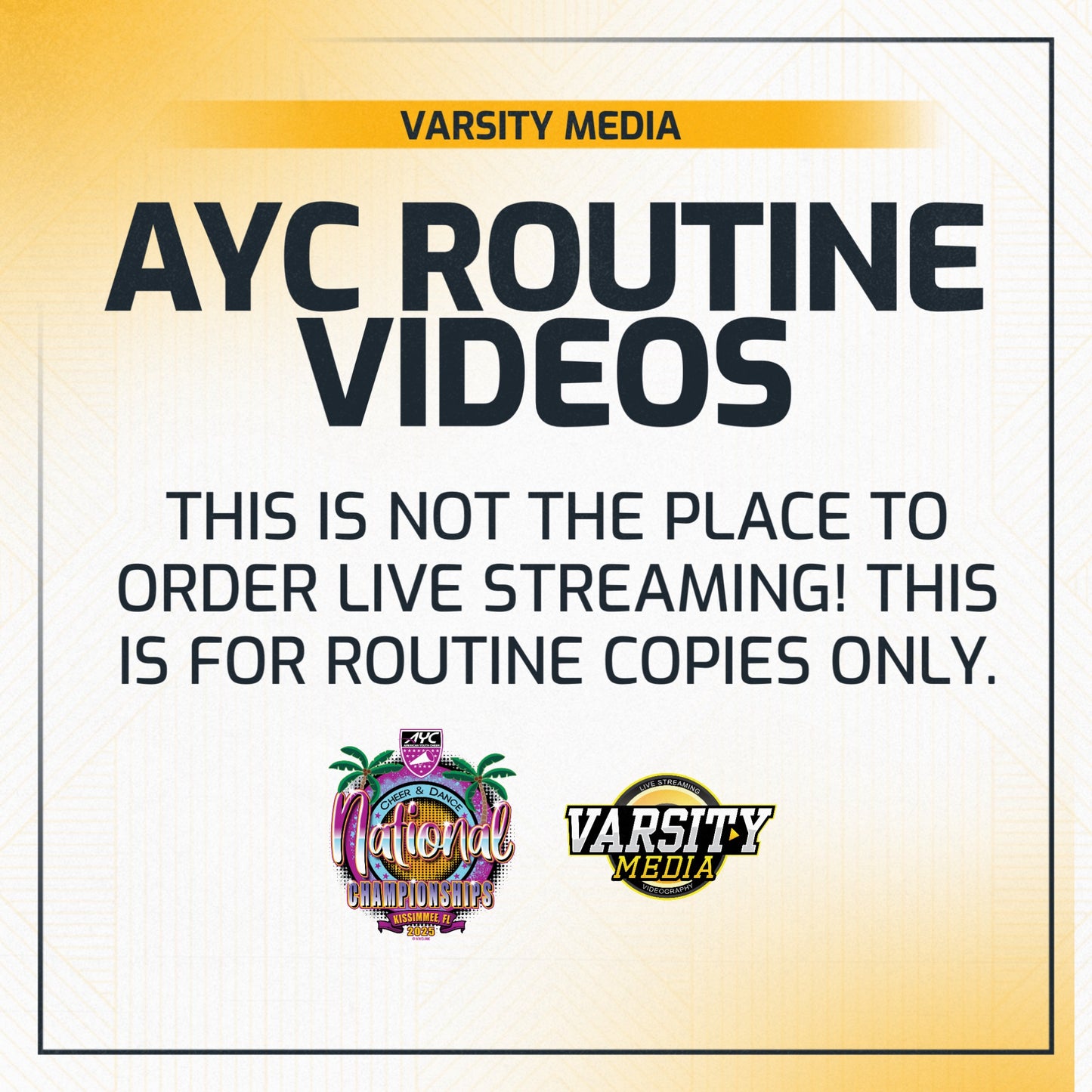 '25 AYC Routine Videos- THIS IS NOT LIVE STREAMING!!!