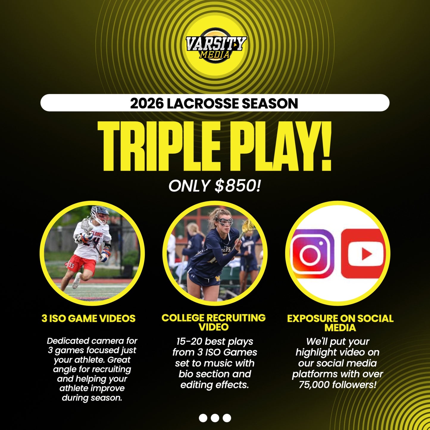 LACROSSE TRIPLE PLAY! ISO VIDEO, HIGHLIGHTS AND SOCIAL MEDIA!